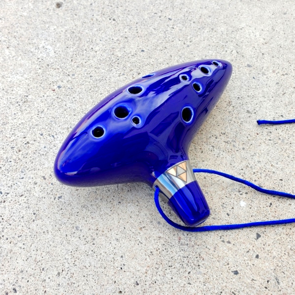 Blue Zelda Ocarina Of Time Ceramic Alto C 12 Hole Flute Music Instrument Link Ni